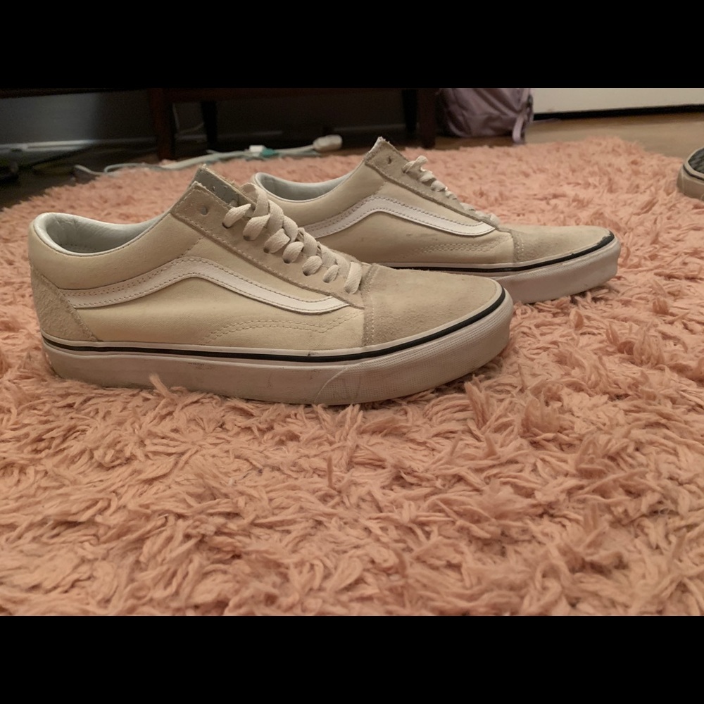Cream old skool vans, size 8.5